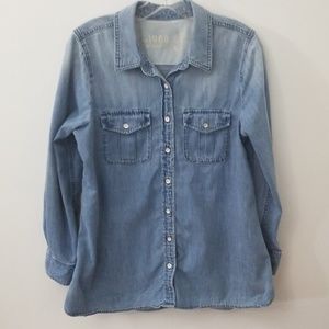 Gap Denim Jean Shirt Enamel Buttons Faded Shirt